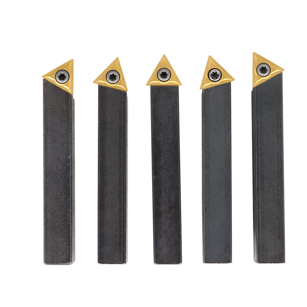 5 pcs 1/2" Lathe Indexable Carbide Insert + Turning Tooling Bit Holder Set