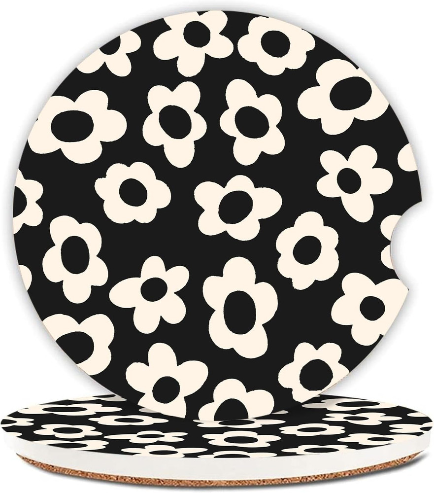 Absorbent Car Coasters 2 Pack for Cup Holders, 2.56" Ceramic Stone & Non-Scratch