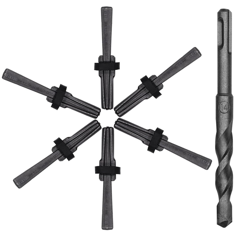 Effortless Rock Splitting: 6 Wedge Tools & Rotary Drill Bit for Granite & More