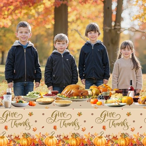 3 Pcs Thanksgiving Tablecloth Disposable - Fall Table cloth, Give Thanks