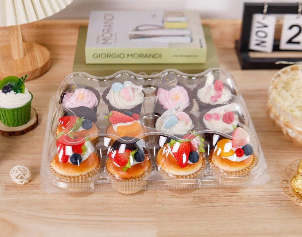 12 Count Cupcake Containers 12 Pack Holders Plastic Stackable Boxes