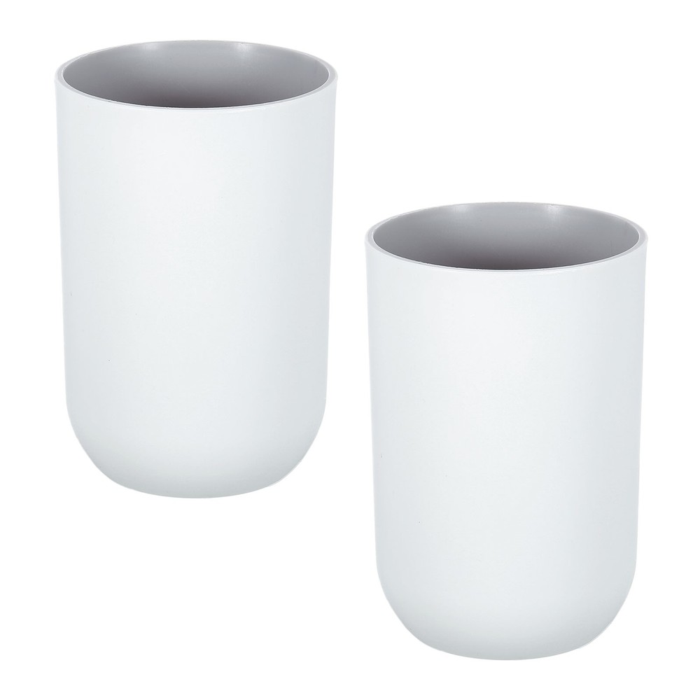 2pcs, Drinking Cups Unbreakable Bathroom Cup Toothbrush Holder Grey
