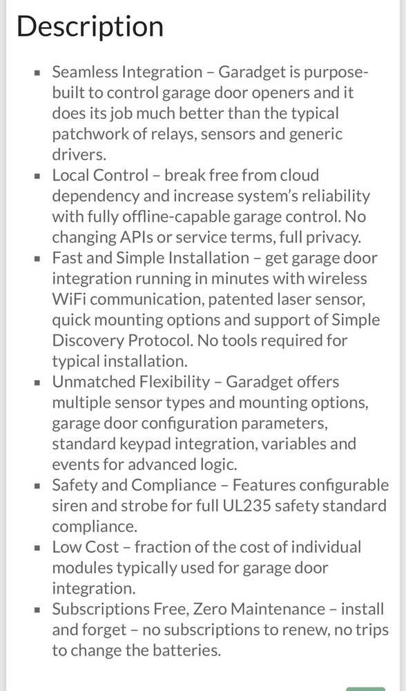 Garadget For Control 4 Integration