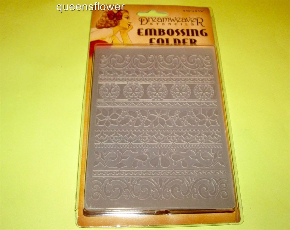 STAMPENDOUS DREAMWEAVER EMBOSSING FOLDER CHRISTMAS BORDERS