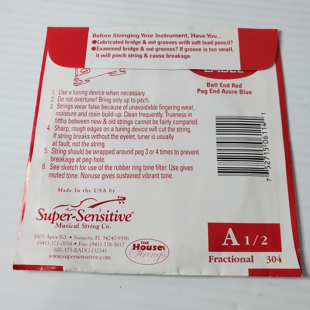 Super Sensitive Red Label Cello A String 1/2 Size Ss6114