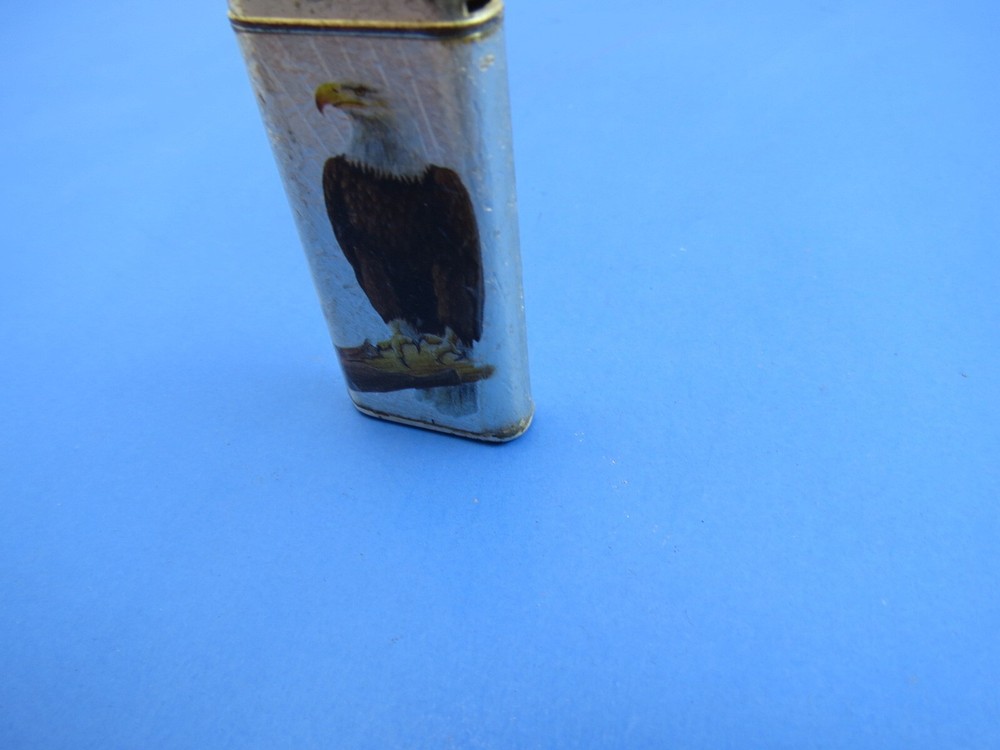 Etched Chrome Nesting Bald Eagle Graphic Refillable Lighter