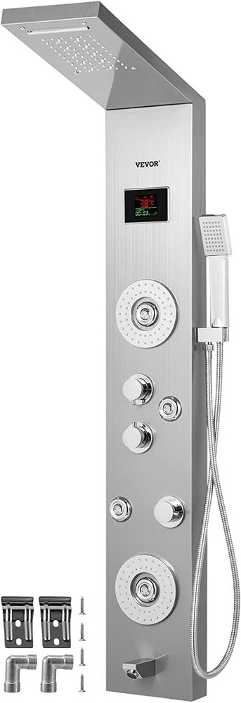 6 in 1 LED Shower Panel Tower System Rainfall and Mist Head Rain Massage