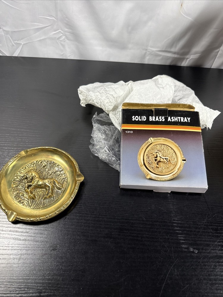 Vintage Solid Brass Ashtray Unicorn. New