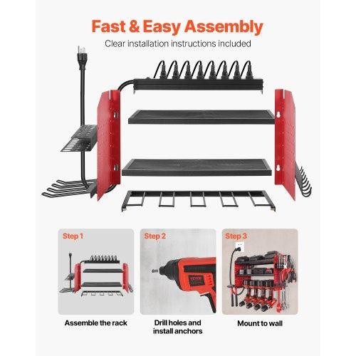 Power Tool Organizer with Charging Station 3Layer Drill Storage Rack