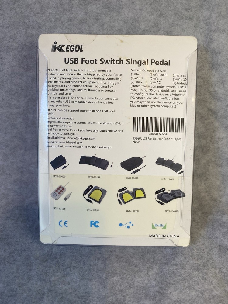 iKKEGOL USB Foot Pedal, USB Single Foot Switch Game Control, One Key Programm...