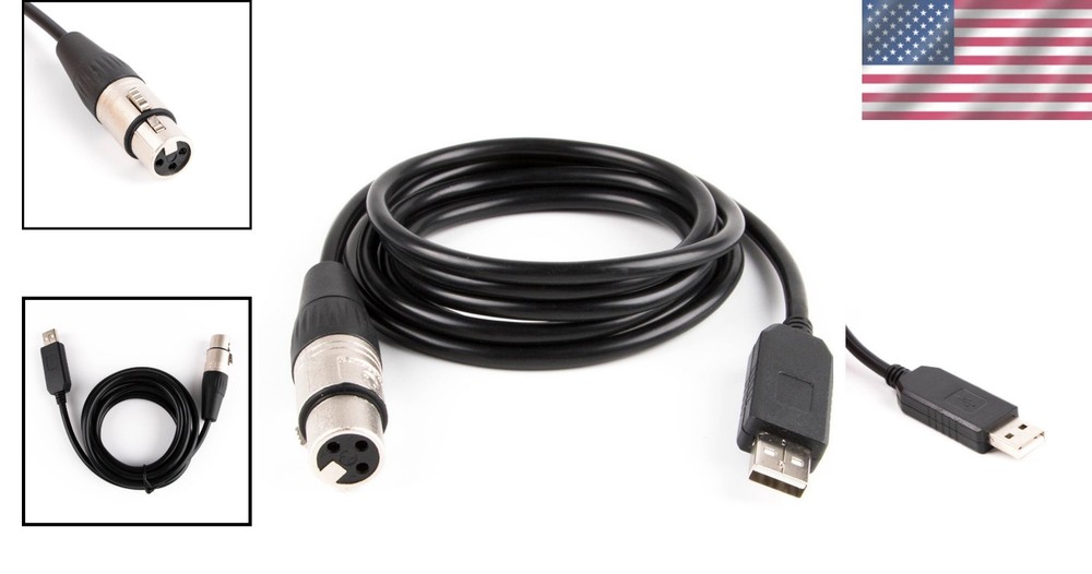 USB to DMX RS485 Adapter Cable 6ft For Stage Lighting Control, High-Speed Dat...