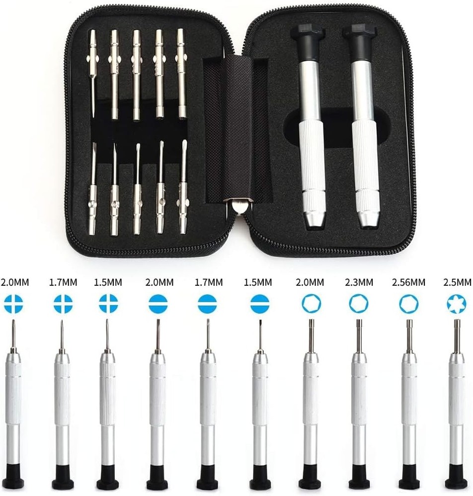 Precision Screwdriver Set, Eyeglass repair kit 10 Piece Silver, Black
