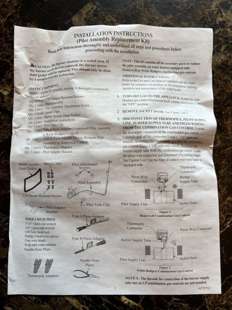 Rheem SP21058 Pilot Assembly Replacement Kit