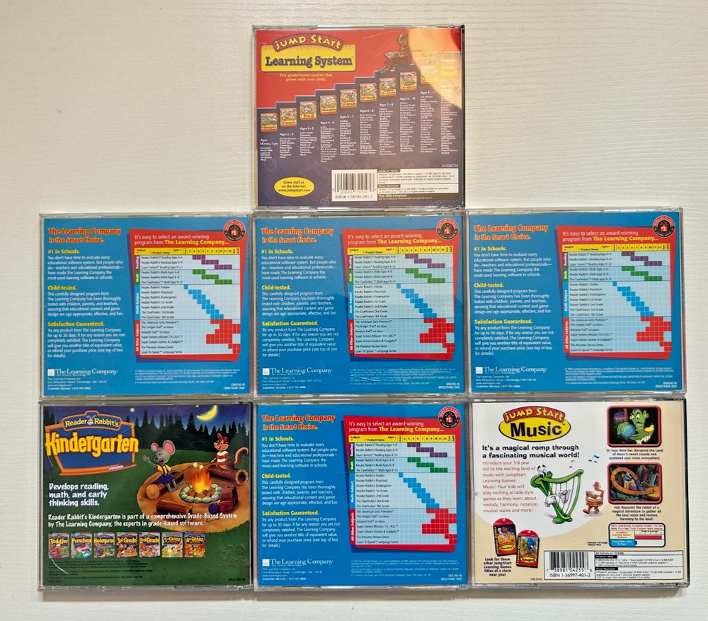 Kids Educational PC Game Lot Of 7 Discs Learning Company - Reader Rabbit