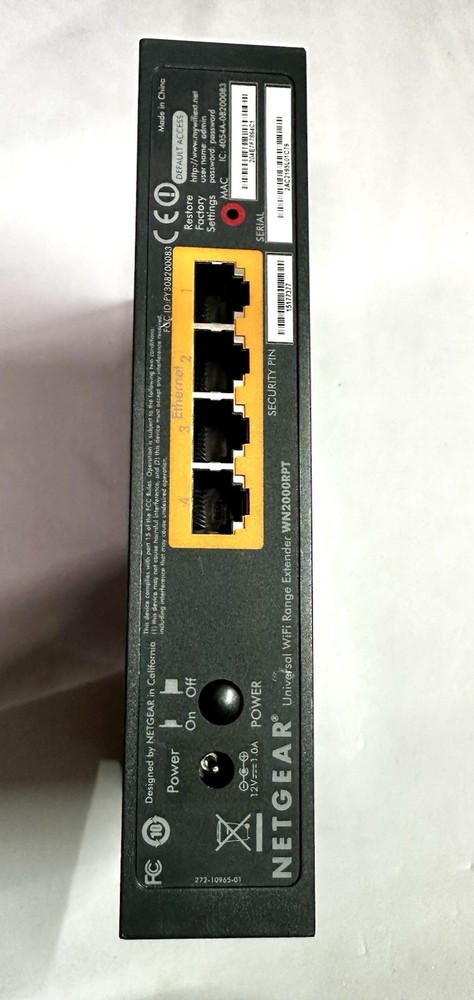 Netgear WN2000RPT Repeater - No Power Adapter