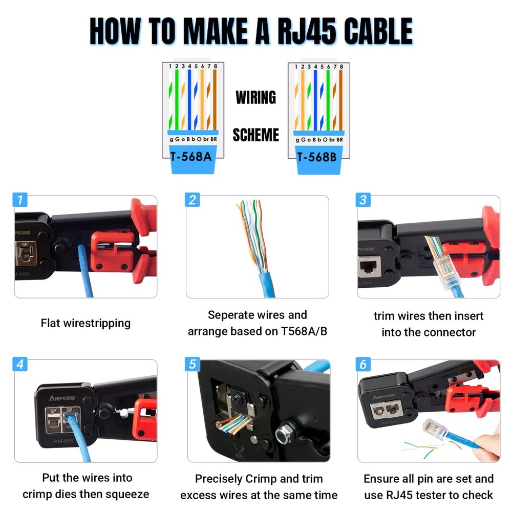 Rj45 Pass Thru Crimping Tool Network Crimper For Pass Through And Regular Type R