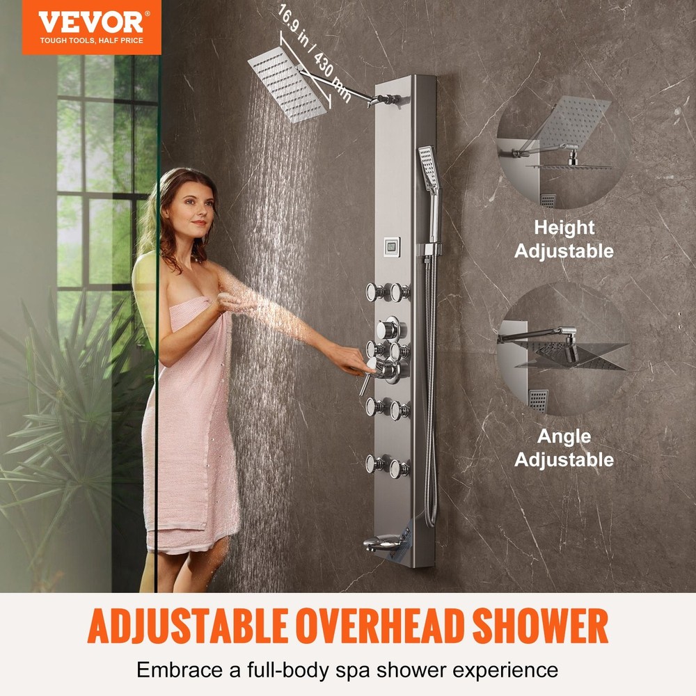 Shower Panel System 5 Shower Modes Digital Display Shower Panel Tower Rain