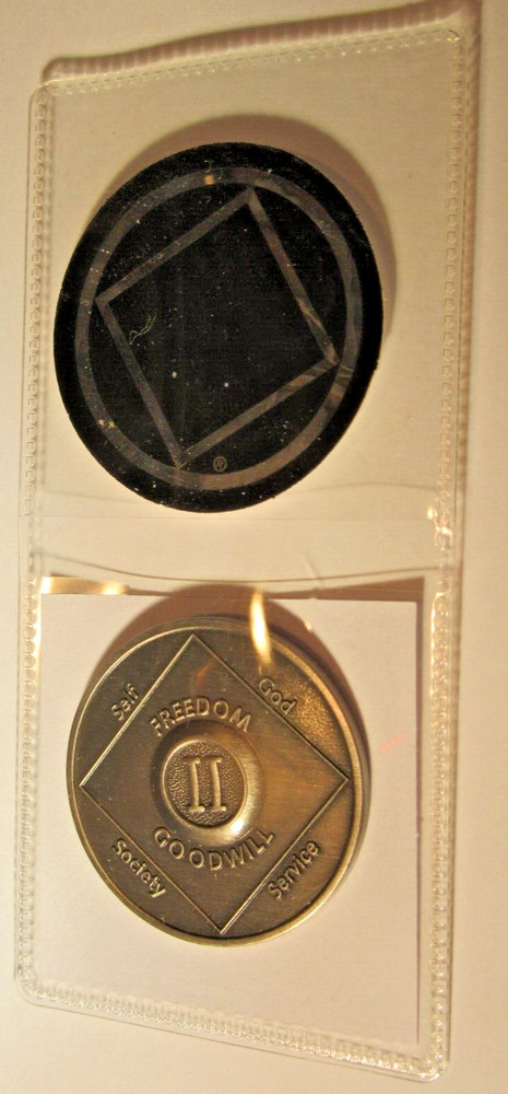 2 Year Narcotics Anonymous NA Medallion Coin 1985 WSO Set Token Chip Clean