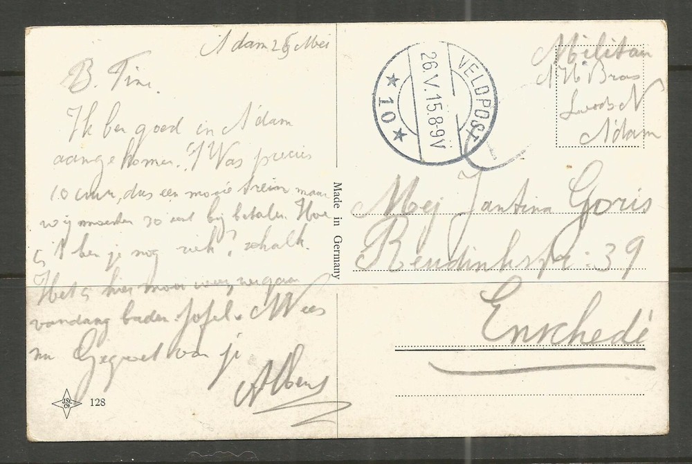 ⭐OSBURGH – NETHERLANDS. 1915. CARD. VELDPOST 10 POSTMARK.