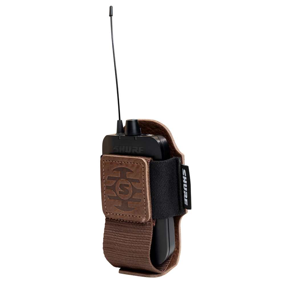 Shure by Gator Premium Brown Leather Wireless Bodypack Transmitter Pouch
