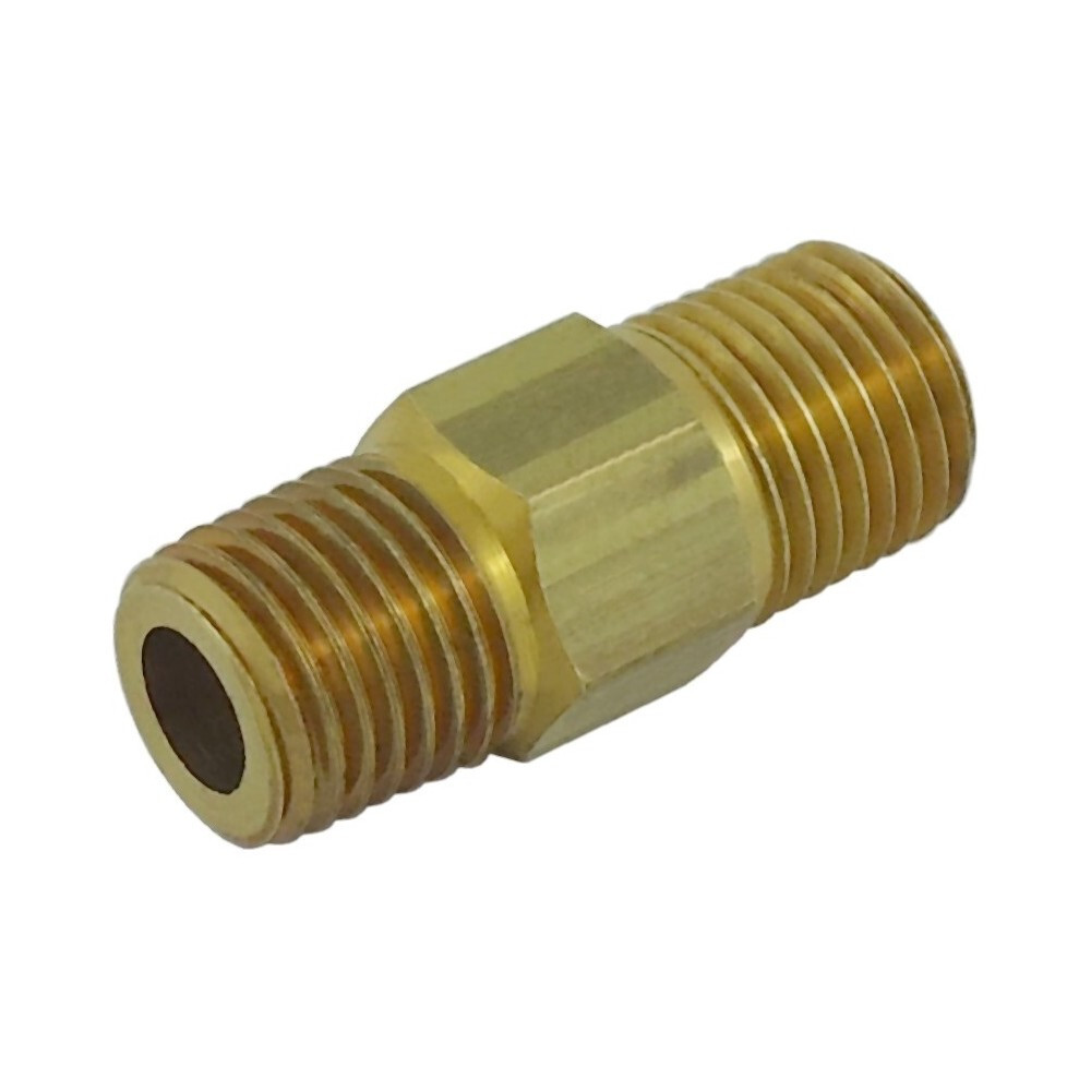 REGULATOR FITTING - HEX NIPPLE - 1/4" MPT - 1/4" MPT - LEFT HAND THREAD