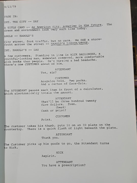 Vintage Original Script "Fast / Forward" by Dean Hargrove 1979 Nick Ballinger