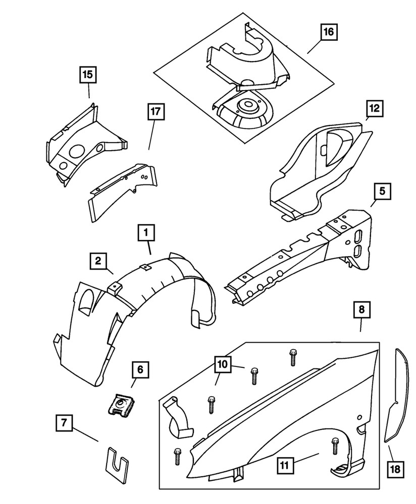 Genuine Mopar Fender Side Shield Panel Left 4783303AE