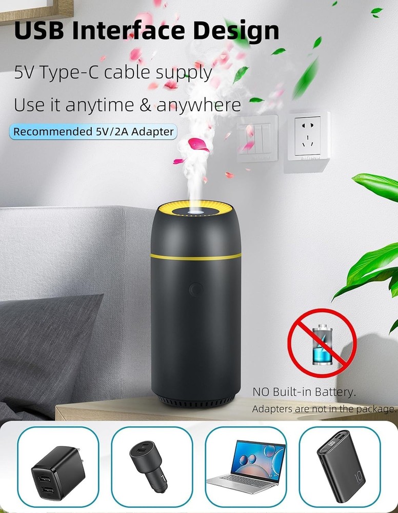 Car Diffuser for Essential Oils Portable Mini Ultrasonic Mist Humidifier 100ml