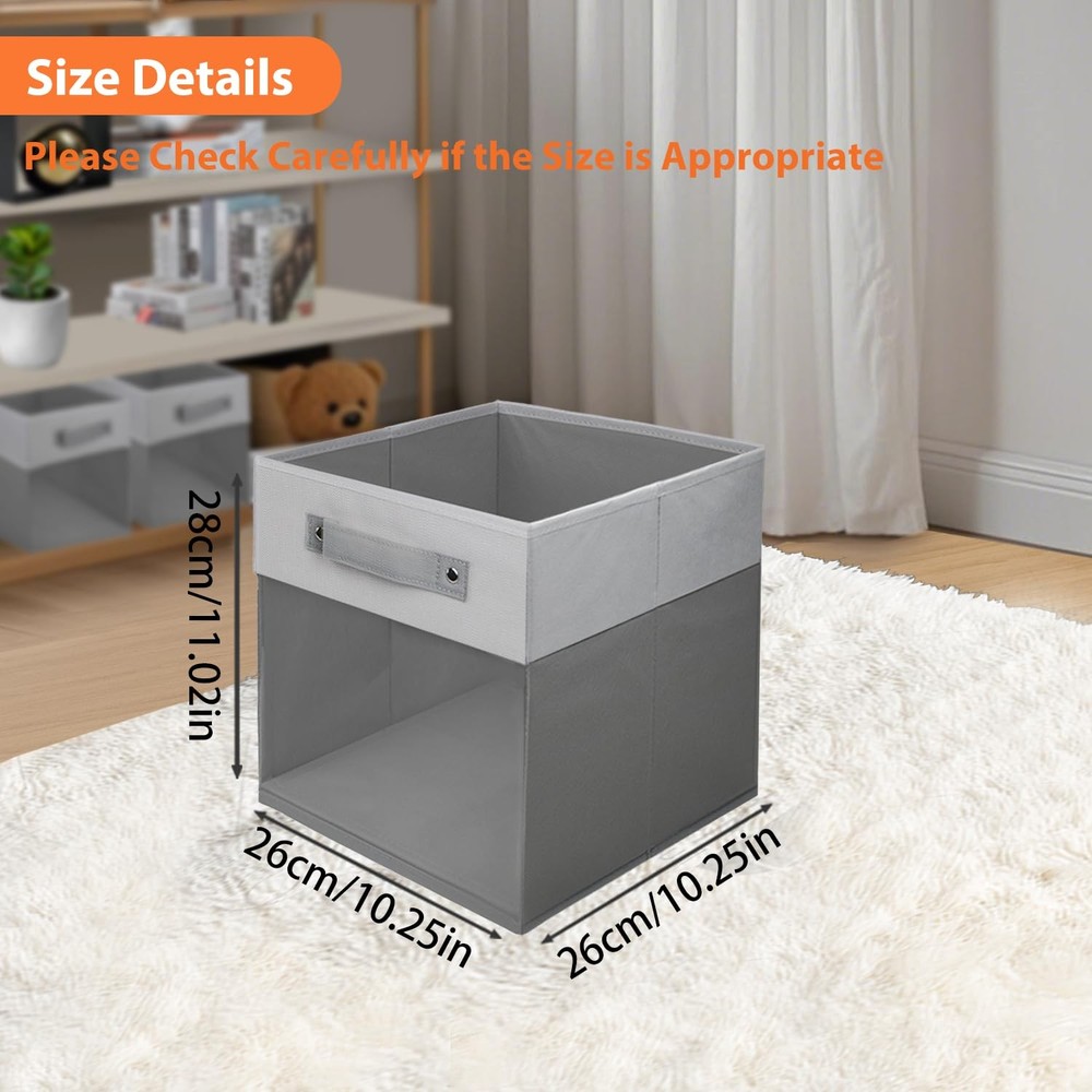 3-Pack Foldable Storage Cubes with Clear Window,Heavy Duty Fabric Storage Bin...