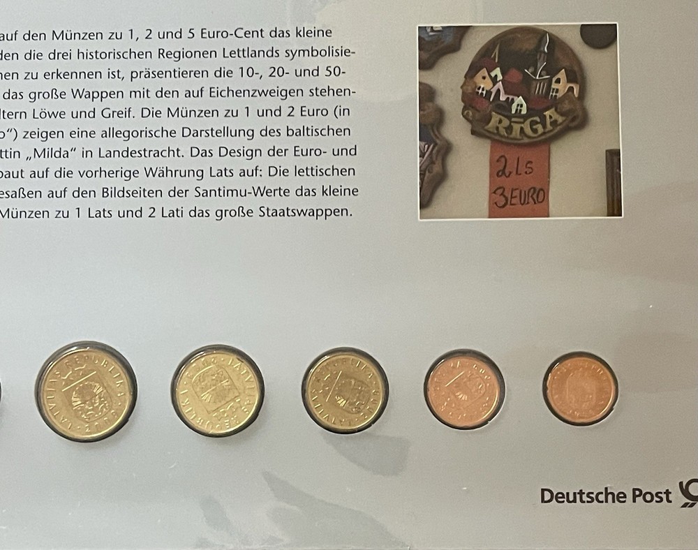LATVIA LATEST ISSUE COINS LATS IN FOLDER