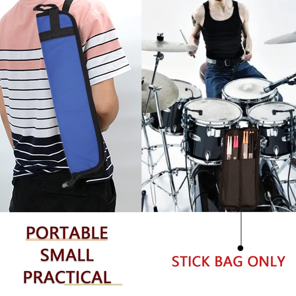 Universal Drum Stick Bag Blue Case Holder Percussion Mallets Accessory