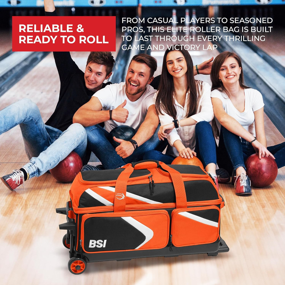 BSI Dash Roller Bowling Bag with Smooth Rolling Wheels, Padded Ball Compartment,