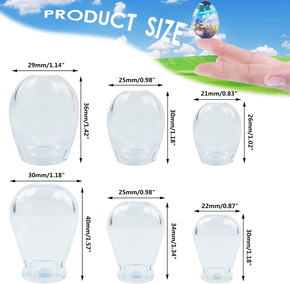 6 PCS Mini High Transparency Egg and Waterdrop Shaped Silicone Molds, Clear Egg