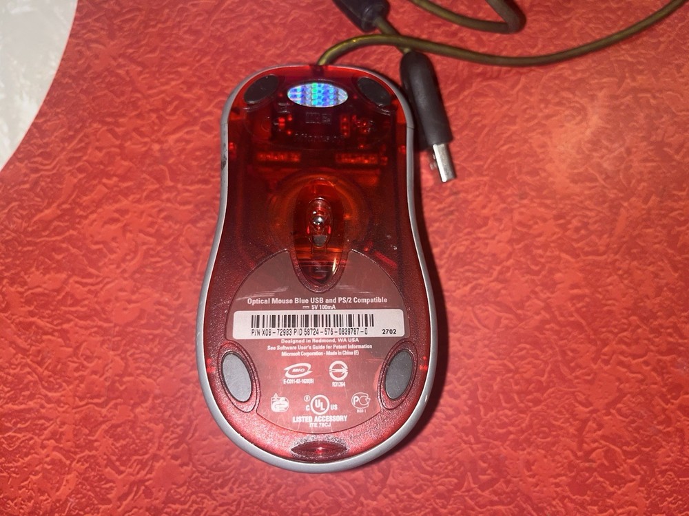 Microsoft Optical Mouse Blue USB & PS/2 Compatible TESTED WORKS