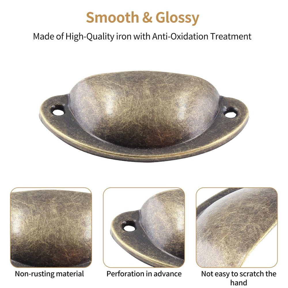 Bivethoi 20 Pack Cabinet Bin Cup Pulls Antique Bronze Half Moon Drawer