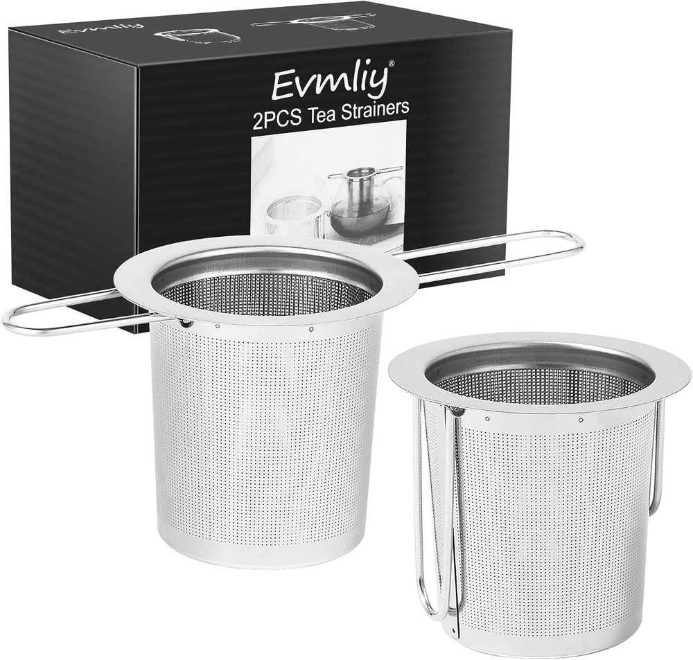 Compact & Lightweight Tea Infuser with Long Handle - 2 Stainless Steel Strainers