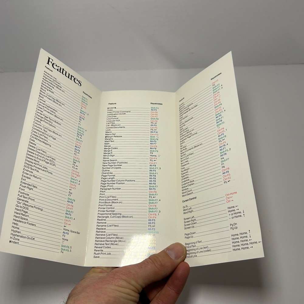 WordPerfect 4.1 Quick Command Reference Original