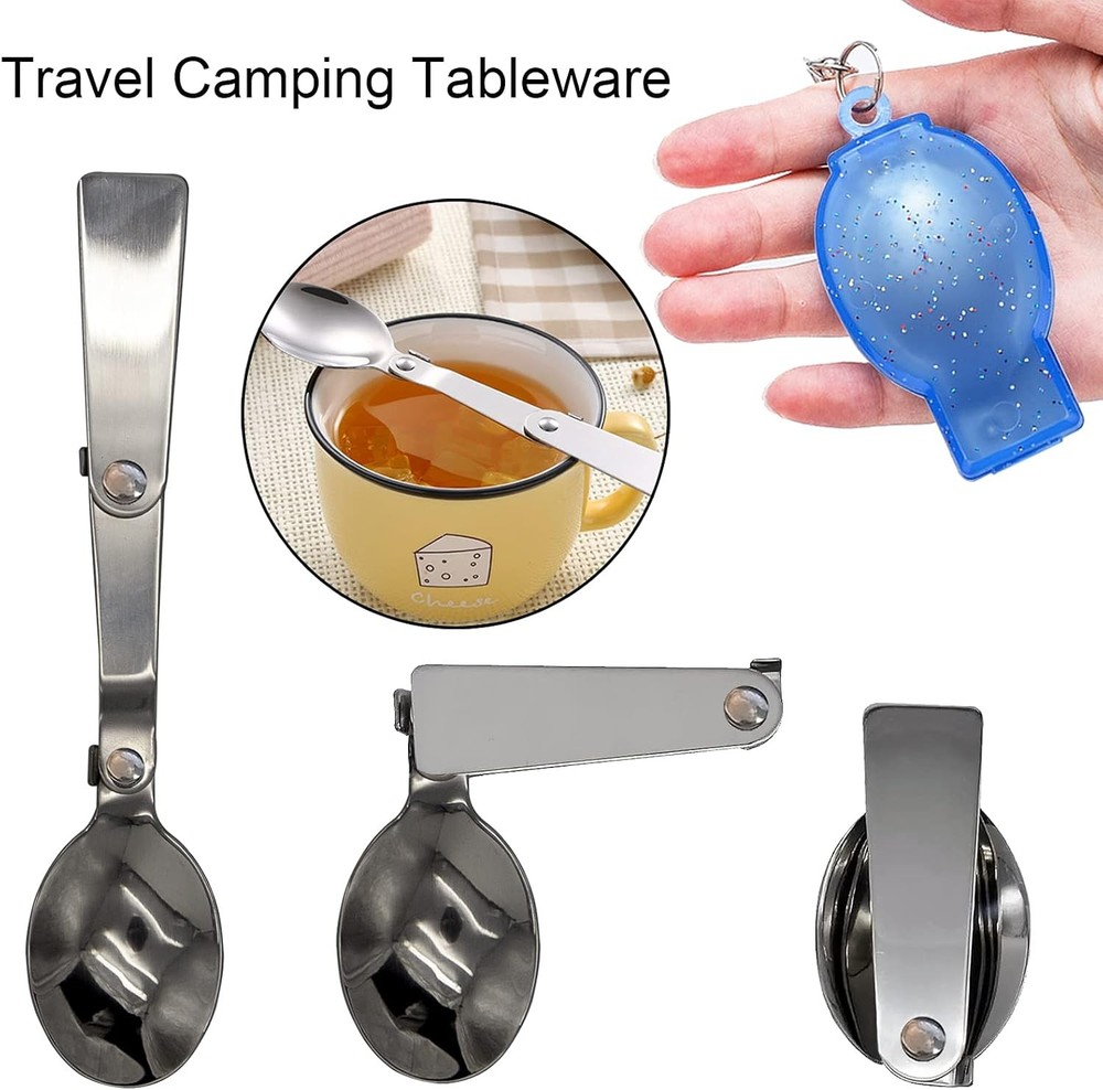 Foldable Fork & Spoon Set Portable Folding Spoon & Fork Set W/ Two Plastic Cases