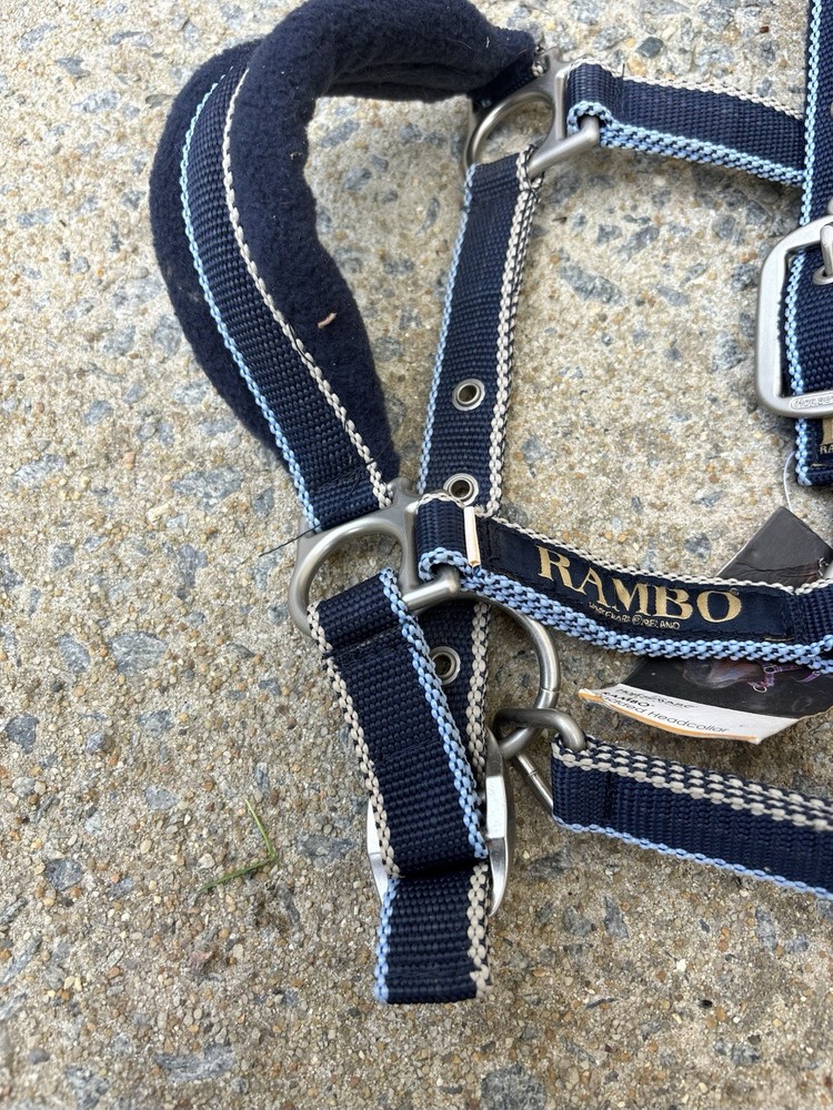Size Pony Rambo Padded Halter - Navy Blue