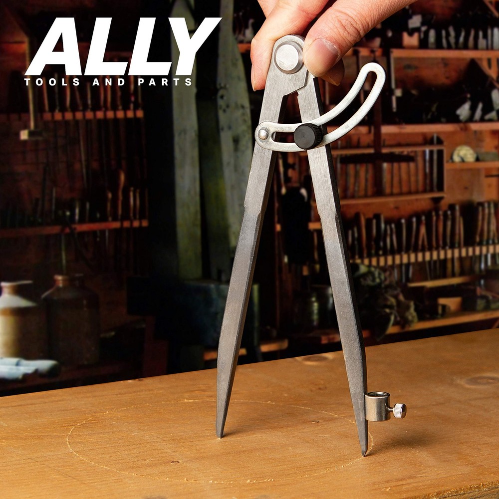 ALLY Tools 8 Inch Precision Locking Wing Divider/Woodworking Compass with Pen...