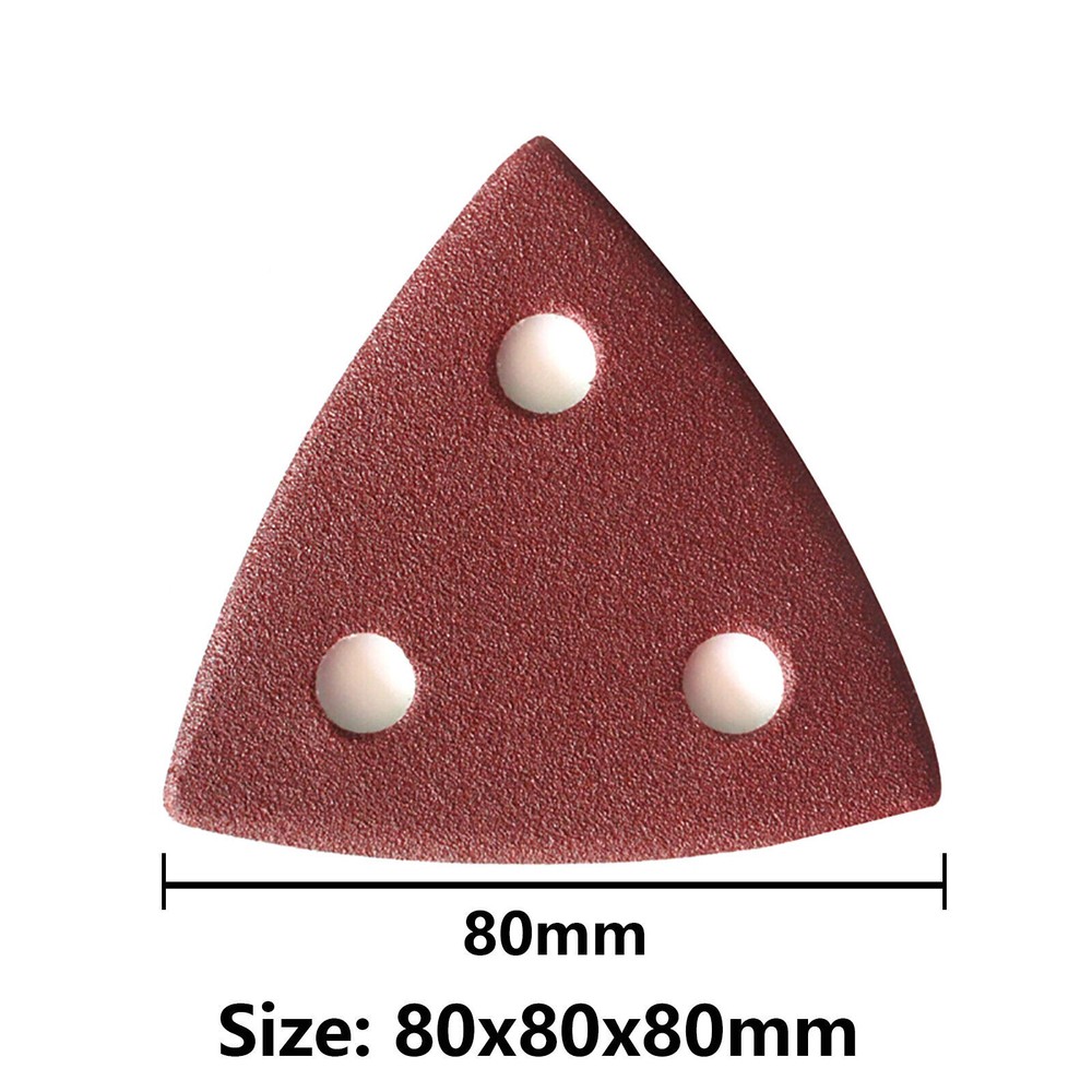 Hook and Loop Delta Sanding Sheets Triangular Detail Sandpaper Pads 3 Hole 80mm
