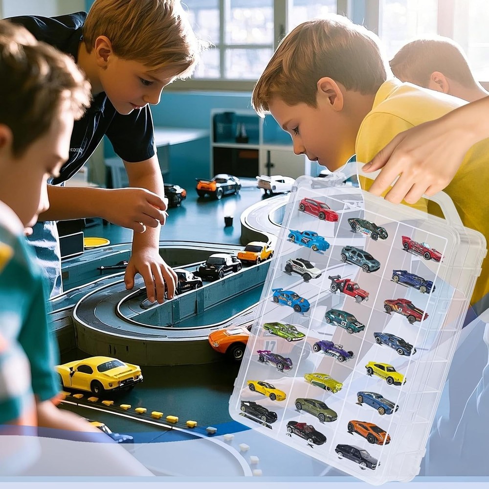 Double Sided Storage Case for Hot Wheels Storage with Carrying Handle, Portab...