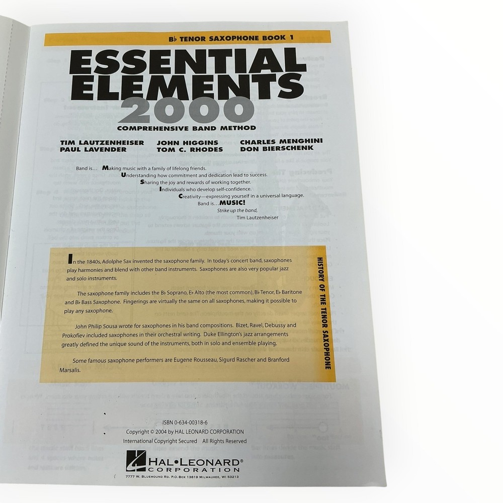 Essential Elements 2000 Plus DVD CD Tenor Saxophone Book 1 Hal Leonard 2004