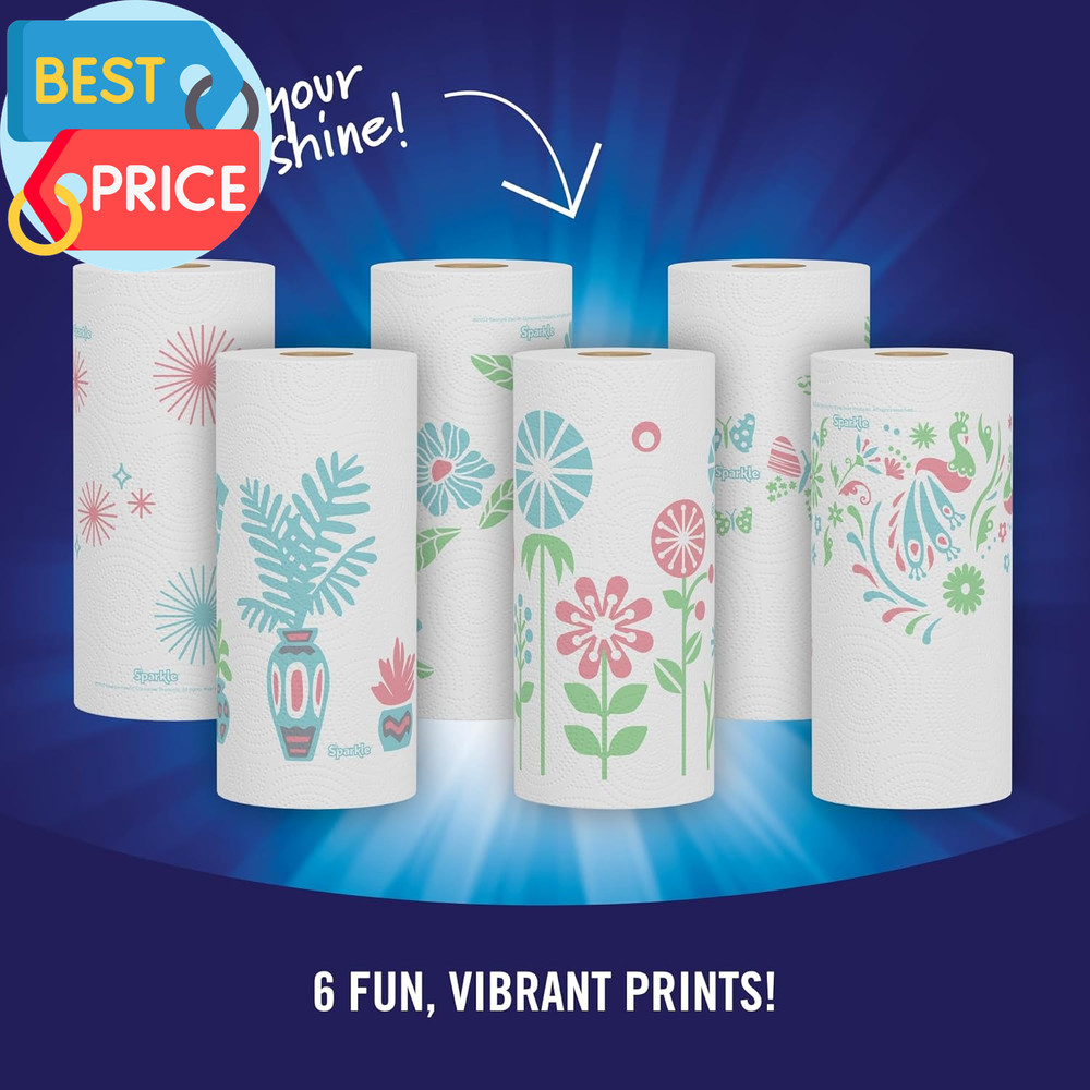 Pick-A-Size Paper Towels, Spirited Prints, 6 Double Rolls = 12 Regular Rolls, Ev