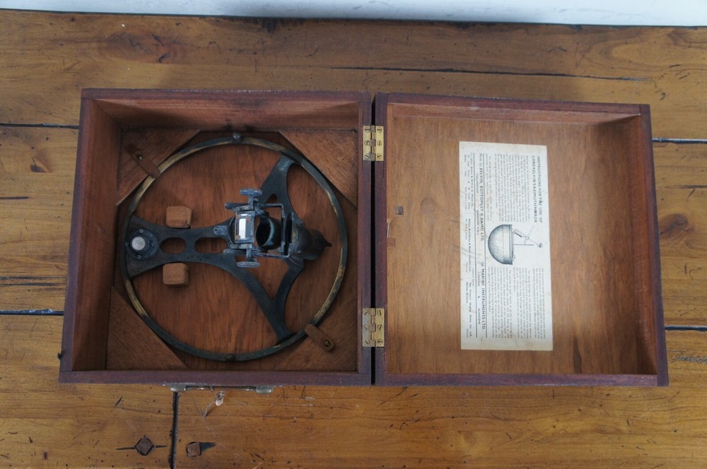 Antique Lord Kelvins Azimuth Mirror Nautical Navigation Prism Circle & Case