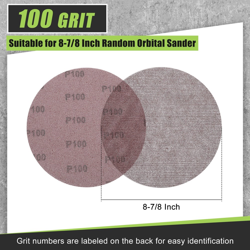 15 Pcs 8-7/8 Inch Grid Sanding Discs, 100 Grit Wall Sanding Discs