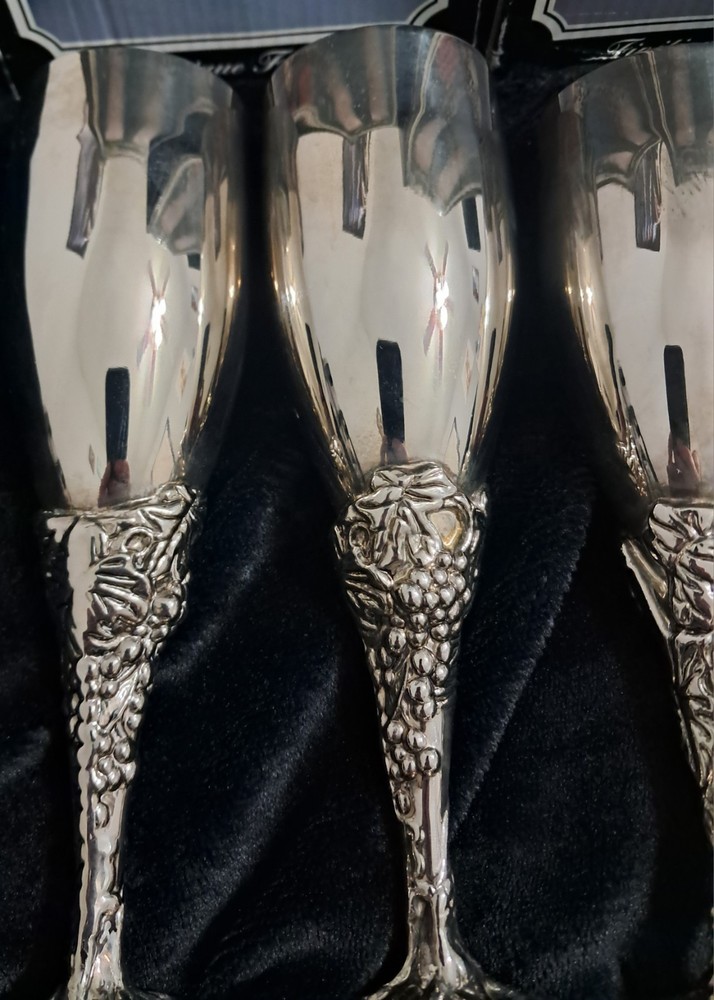 4 Silverplated Fluted Goblets New 2 Boxes 2 Per Box