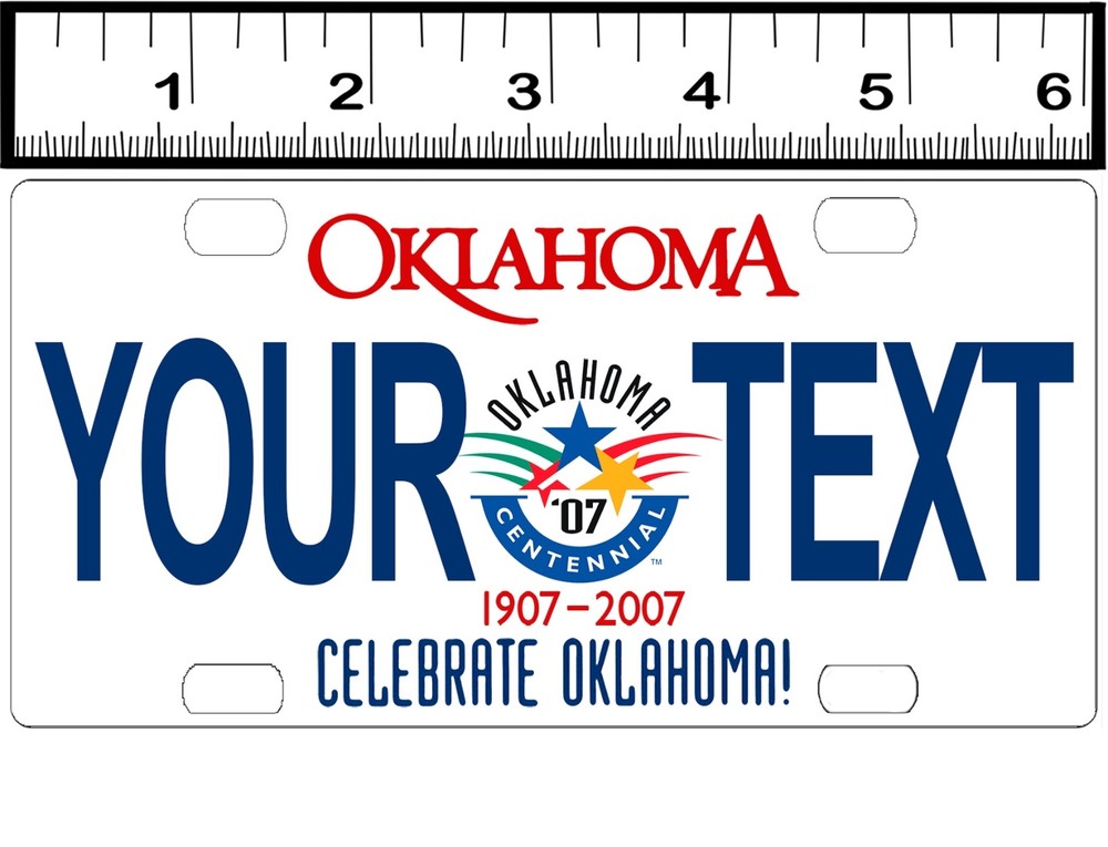 CUSTOM PERSONALIZED ALUMINUM BICYCLE STATE LICENSE PLATE-OKLAHOMA CENTENNIAL