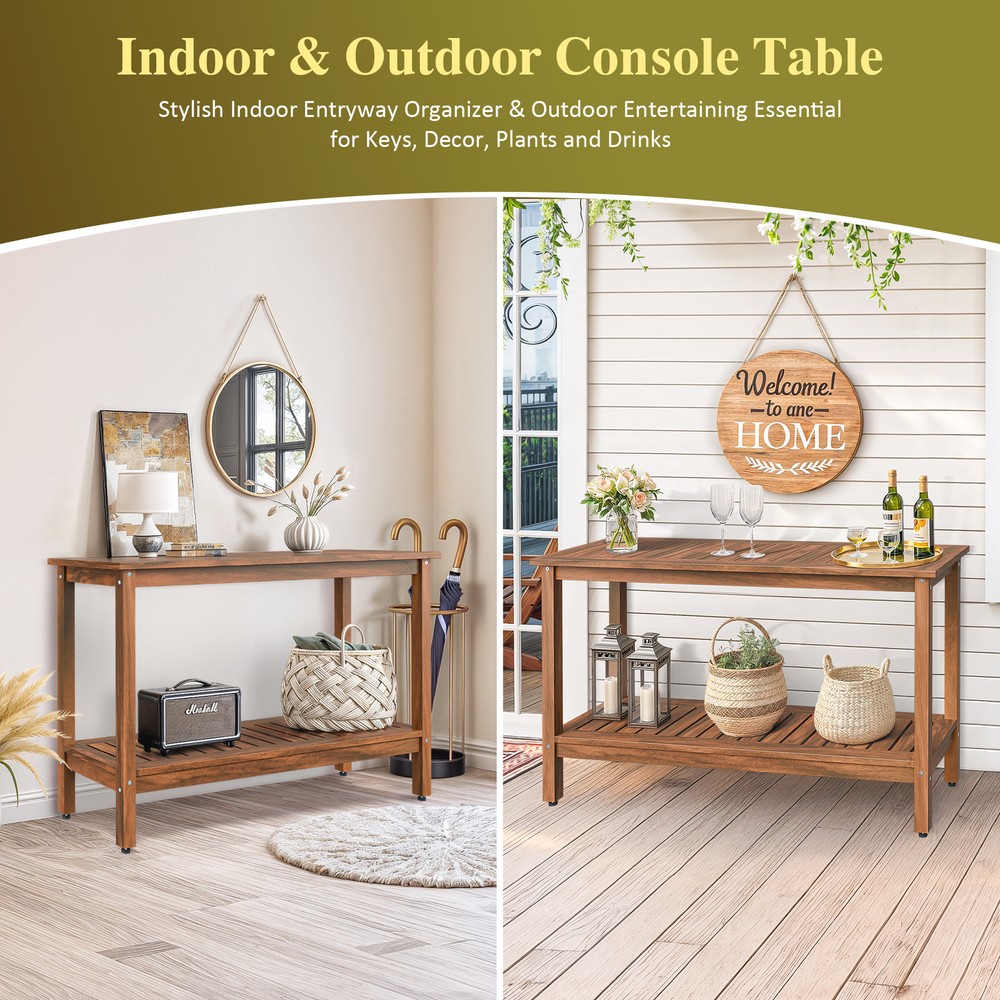 48" Outdoor Console Table wood Side Table Multifunctional Buffet Patio Bar Table