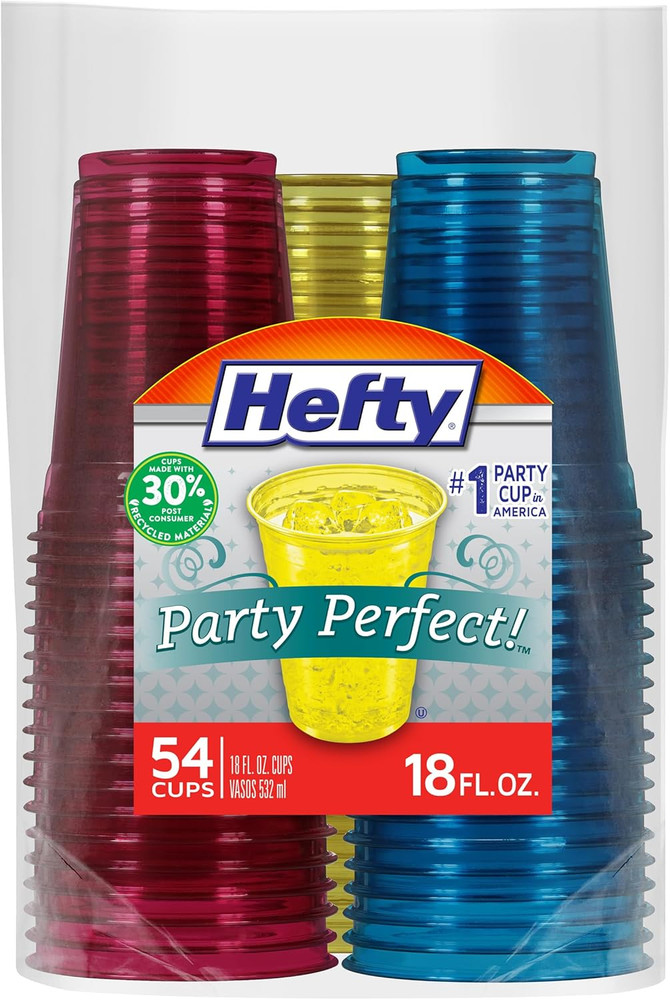 Tinted Plastic Cups, 18 Ounce, 54 Count